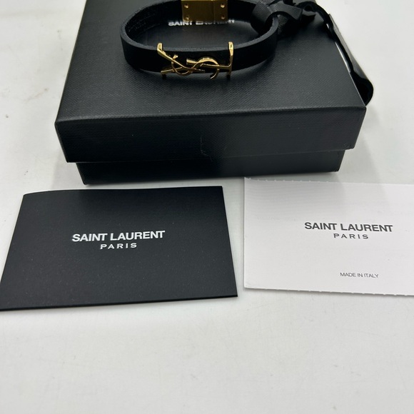 Women's Saint Laurent OPYUM YSL leather bracelet made in Italy - Picture 3 of 11
